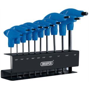 Draper AF HEX KEY SET T-HANDLE 10PC 33871 Imperial T-Handle Hexagon Key Set (10 Piece)