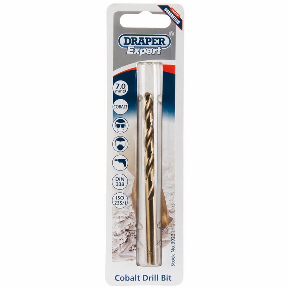 39231 Draper Expert Expert HSS Cobalt Drill Bit, 7 x 180mm H30PB HSS Cobalt Drill Bits Professional Trade DIY Workshop Garage Use