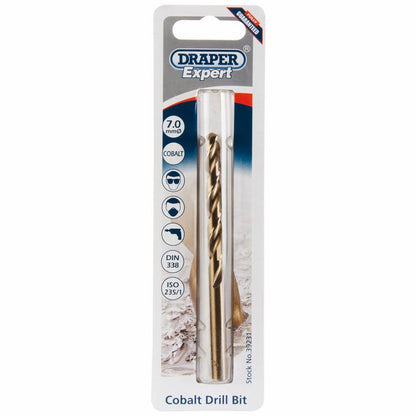 39231 Draper Expert Expert HSS Cobalt Drill Bit, 7 x 180mm H30PB HSS Cobalt Drill Bits Professional Trade DIY Workshop Garage Use