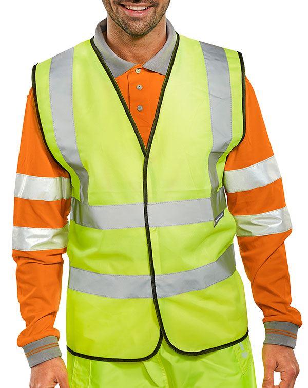 Beeswift Essential Bulk Buy Hi Vis Vest Pack of 100 High Visibility Reflective Safety Waistcoats for Construction Events Warehouse and Site Safety
