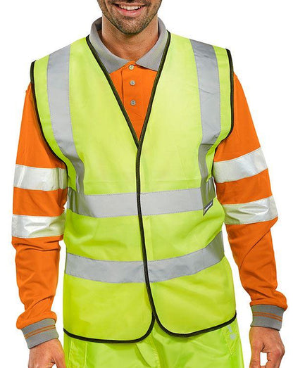 Beeswift Essential Bulk Buy Hi Vis Vest Pack of 100 High Visibility Reflective Safety Waistcoats for Construction Events Warehouse and Site Safety