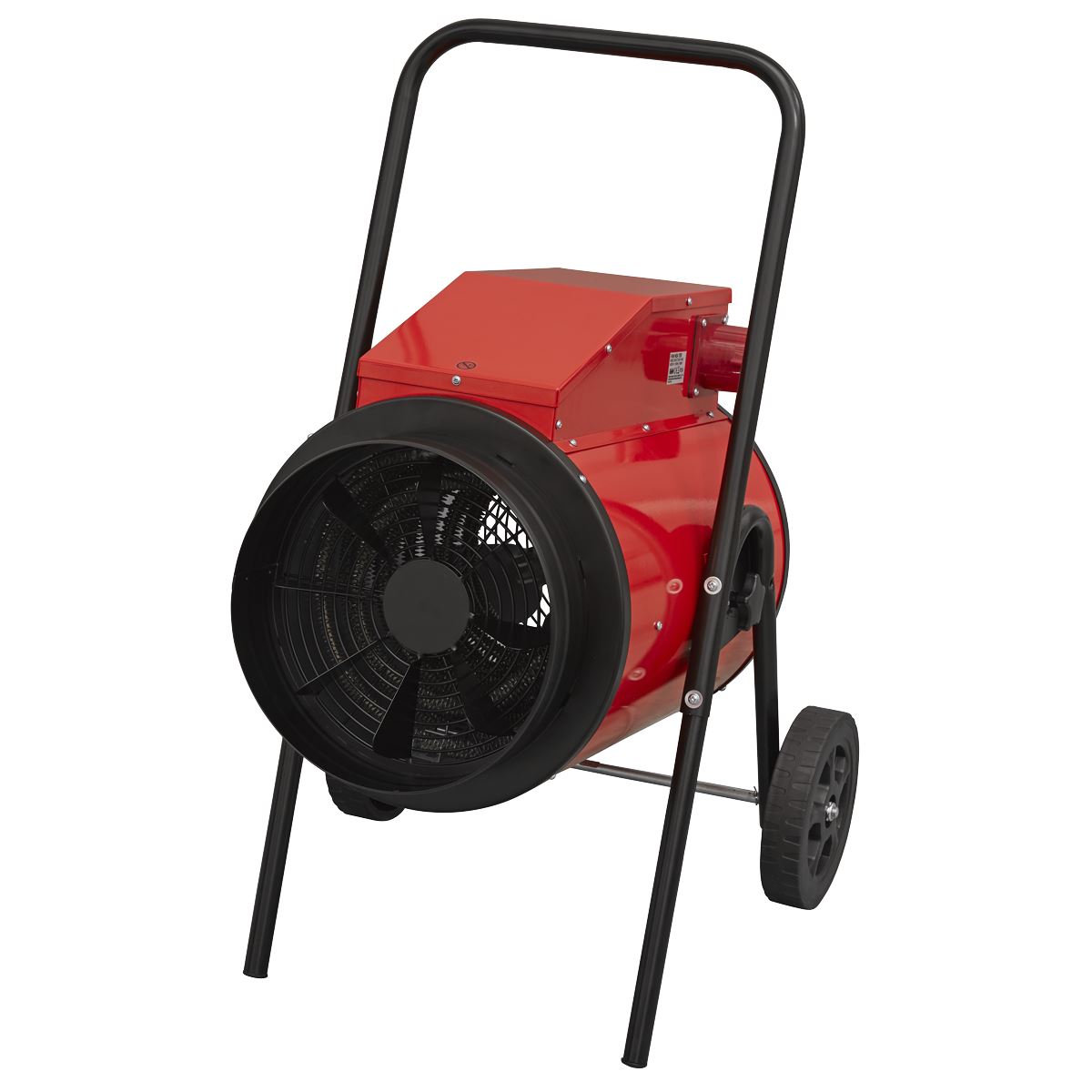 Sealey EH15001 Industrial Fan Heater 15kW/400V | 51,000Btu/hr, 7500/15000W, 400V 3~ 50Hz -32A, Thermostat, Wheels, Overheat Protection, Tip-Over