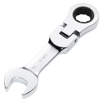 27969 Draper HI-TORQ Metric Stubby Flexible Head Ratchet Combination Spanner, 13mm Spanner/Wrench Ratchet Spanners 108mm Professional Trade DIY Wor