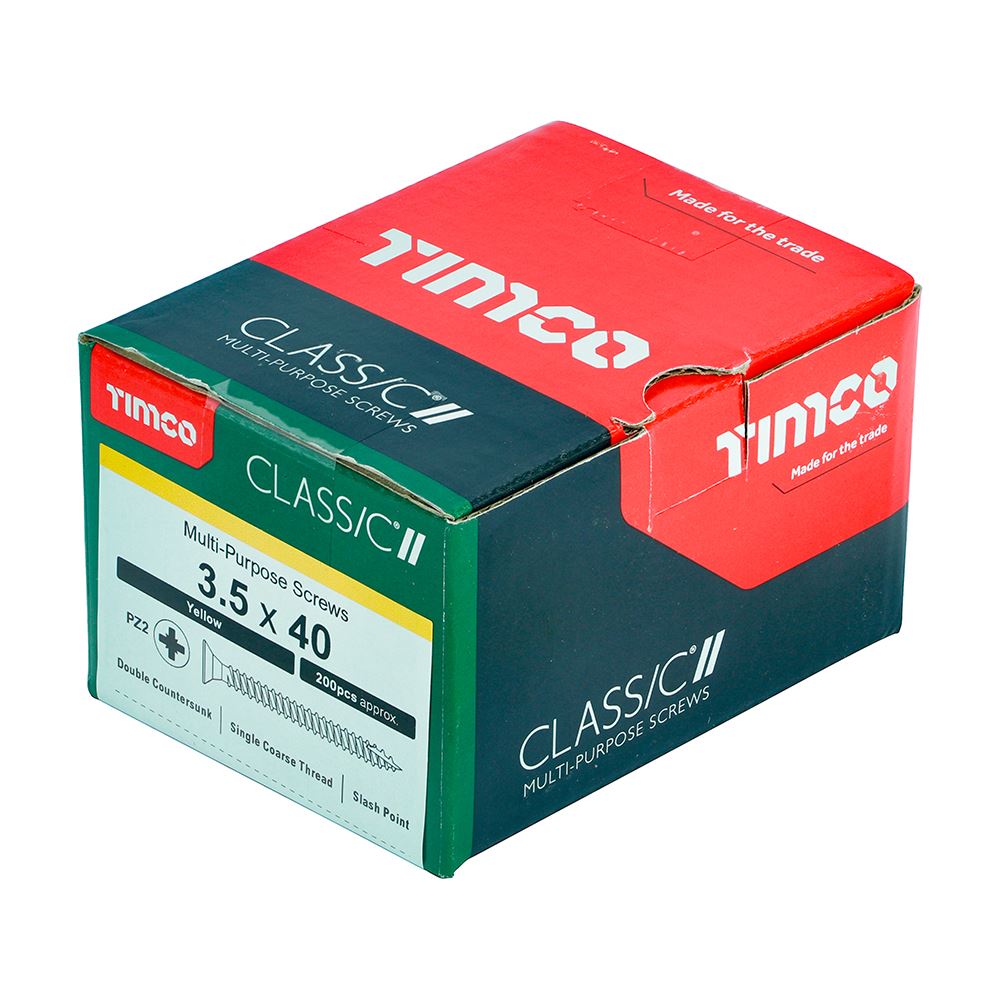 TIMCO Classic Screw PZ2 CSK ZYP 3.5 x 40 Gold Pack 200
