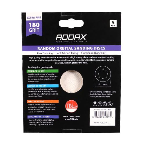 TIMCO Orbital Sanding Discs P180 125mm Red Pack 5