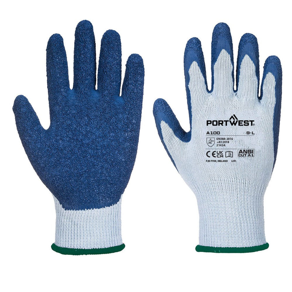 Portwest A100 -  Grip Glove - Latex - ALL COLOURS - ALL SIZES