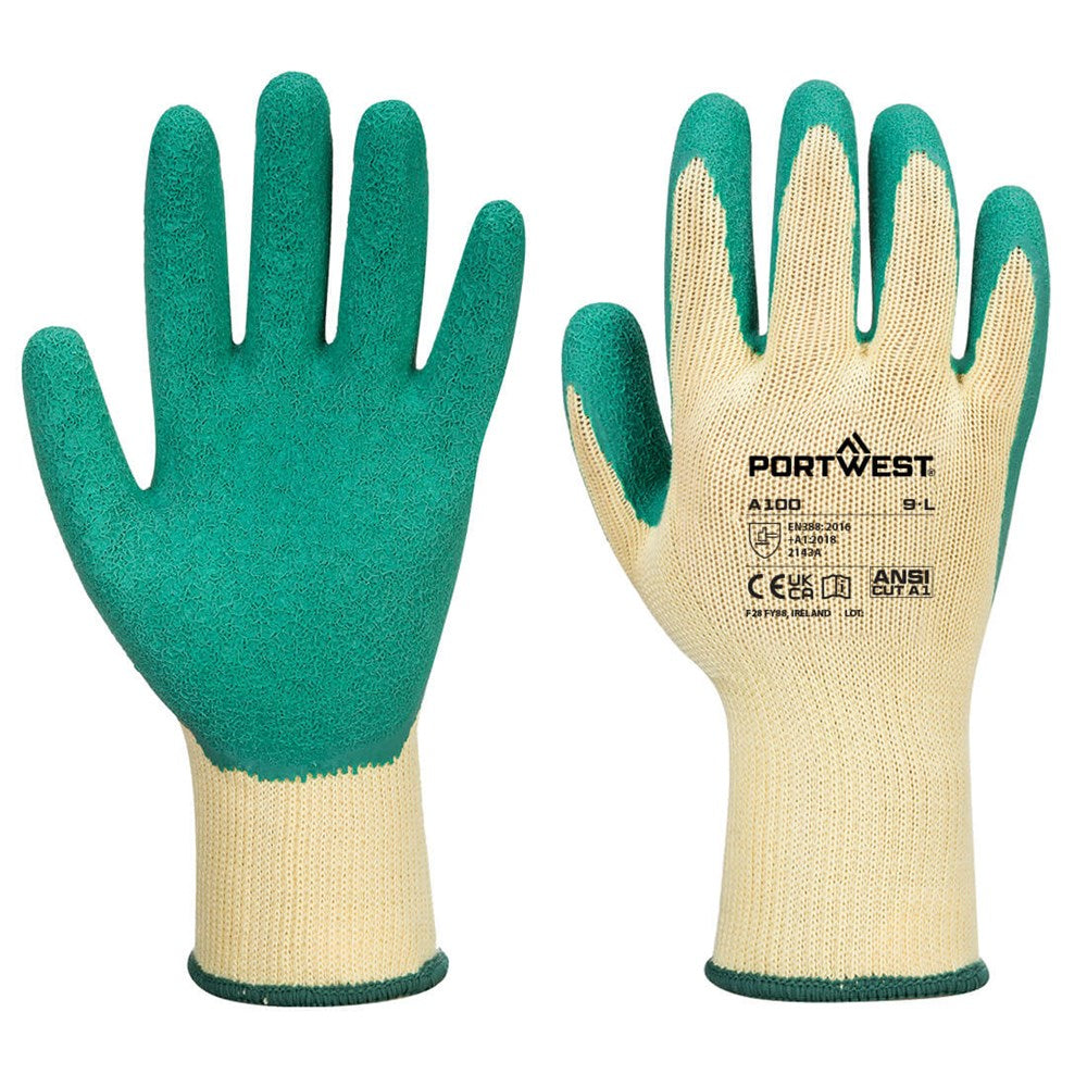 Portwest A100GNRXL -  sz XL Grip Glove - Latex - Green