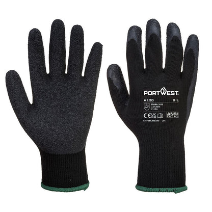 Portwest A100K8RXXL -  sz 2XL Grip Glove - Latex - Black