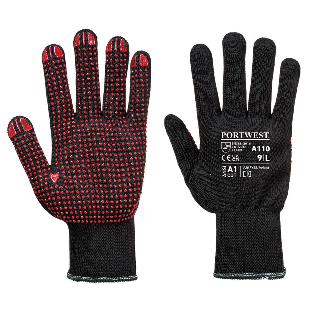 Portwest A110BKRS -  sz S Polka Dot Glove - Black