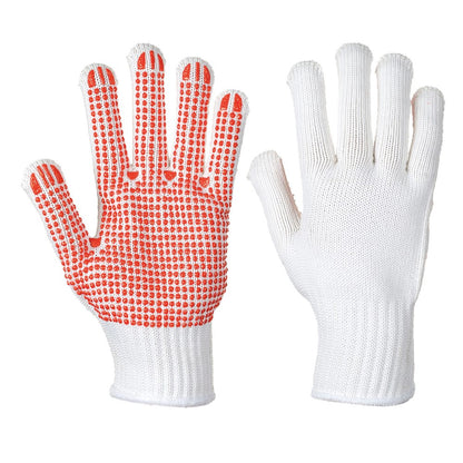 Portwest A112 - Heavyweight Polka Dot Glove - White/Red -ALL SIZES