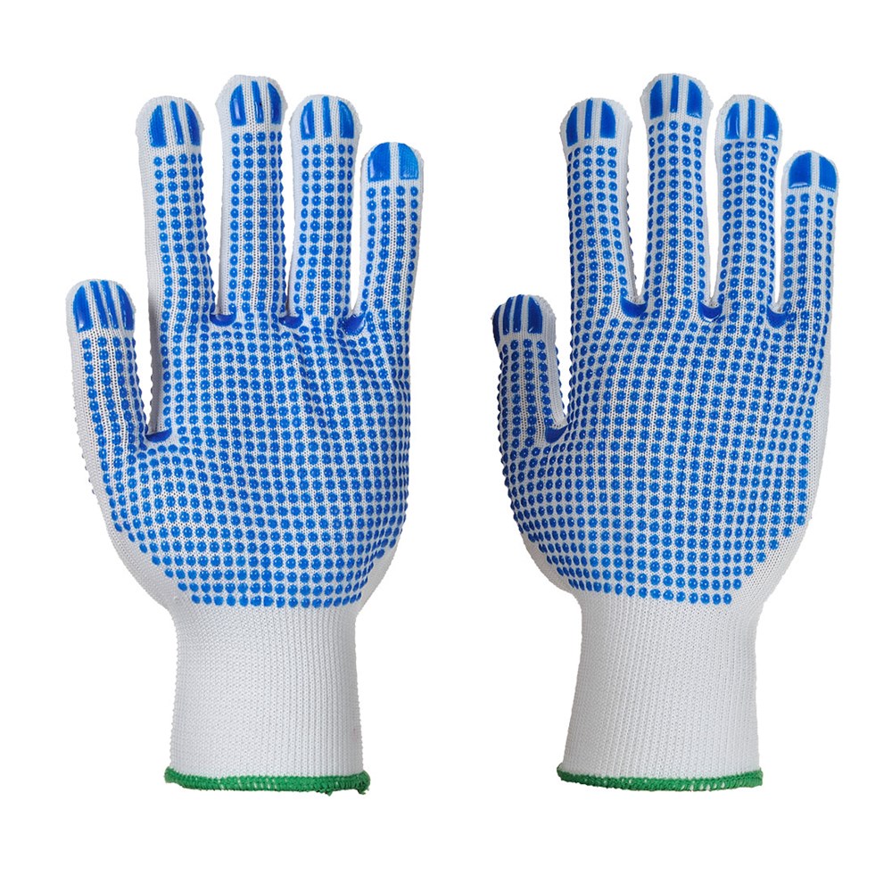 Portwest A113WBRXL -  sz XL Polka Dot Plus Glove - White Blue