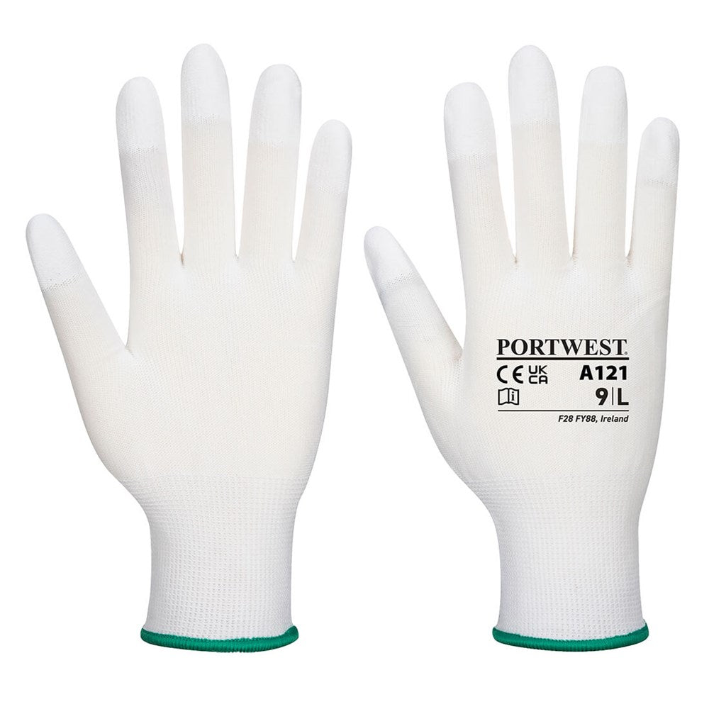 Portwest A121WHRL -  sz L PU Fingertip Glove - White