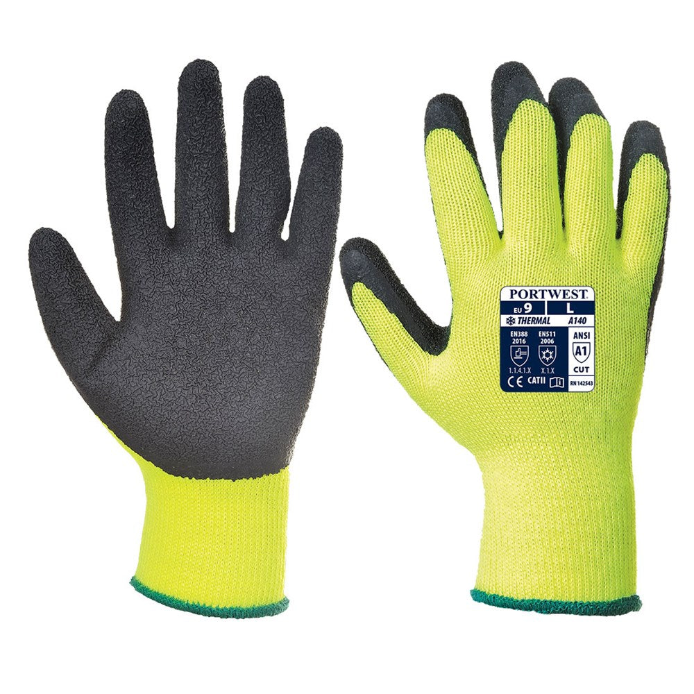 Portwest A140BKRXS -  sz XS Thermal Grip Glove - Latex - Black
