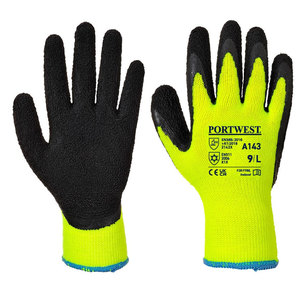 Portwest A143 - Thermal Soft Grip Glove - Yellow/Black - ALL SIZES