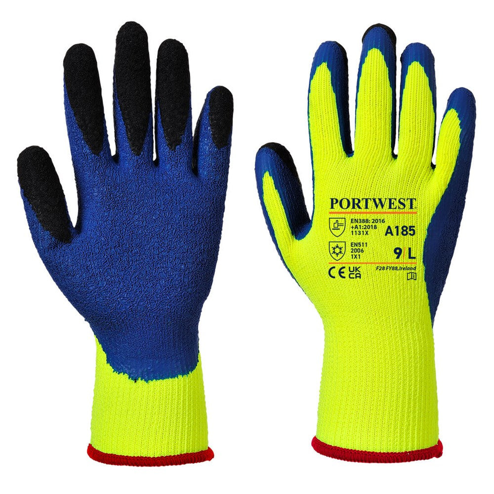 Portwest A185Y4RM -  sz M Duo-Therm Glove - Yellow/Blue