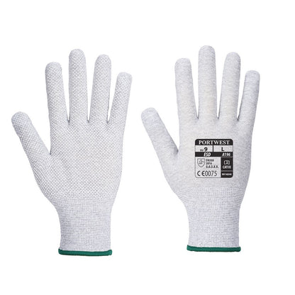 Portwest A196 - Antistatic Micro Dot Glove - Grey/White - ALL SIZES