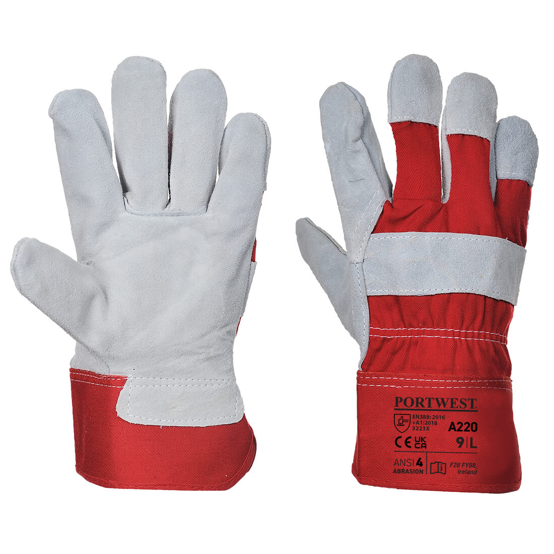 Portwest A220 - Red Sz M Premium Chrome Rigger Glove Garden Builder