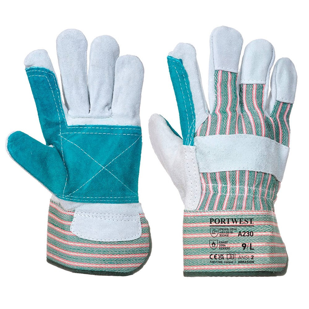 Portwest A230 -  sz XL XXXL Double Palm Rigger Glove - Grey