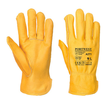 Portwest A271 -  sz L XL Lined Driver Glove - Tan