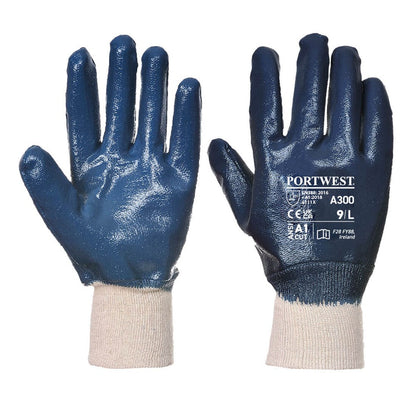 Portwest A300NARL -  sz L Nitrile Knitwrist work gloves - Navy