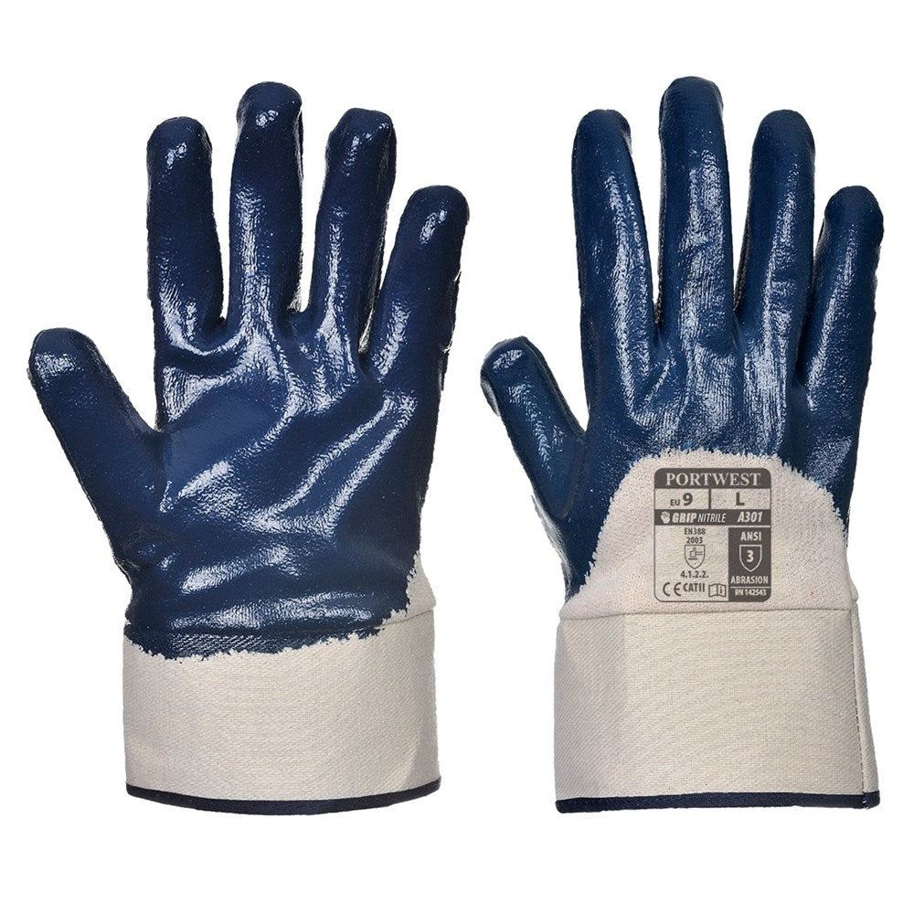 Portwest A301NARL -  sz L Nitrile Safety Cuff Glove - Navy