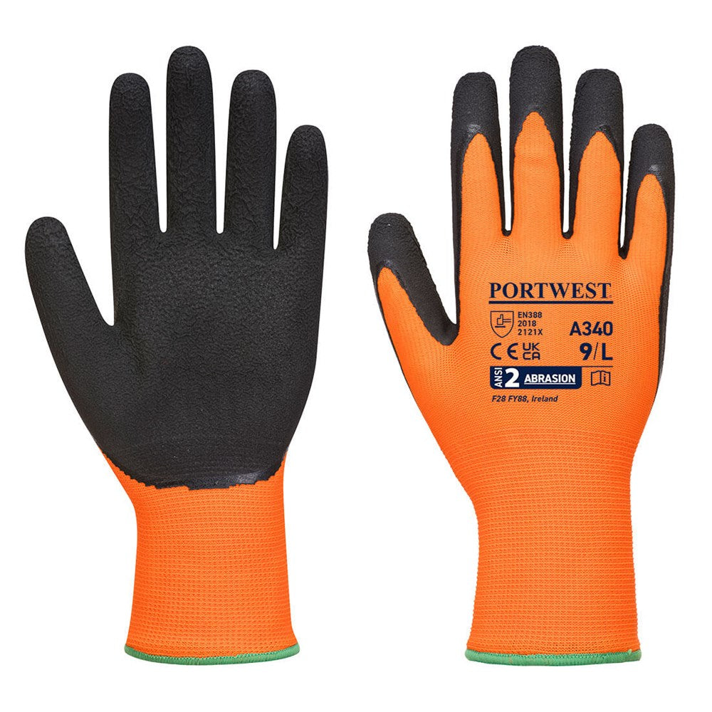 Portwest A340ORBXXL -  sz 2XL Hi-Vis Grip Glove - Latex - Orange
