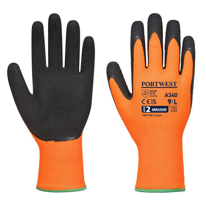 Portwest A340ORBM -  sz M Hi-Vis Grip Glove - Latex - Orange