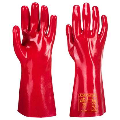 Portwest A435RERXL -  sz XL PVC Gauntlet - A435 Red