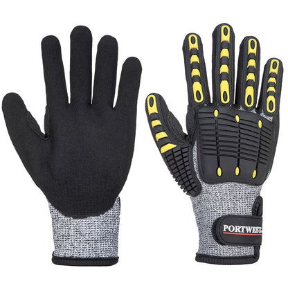 Portwest A722G8RL -  sz L Anti Impact Cut Resistant Glove - Grey/Black