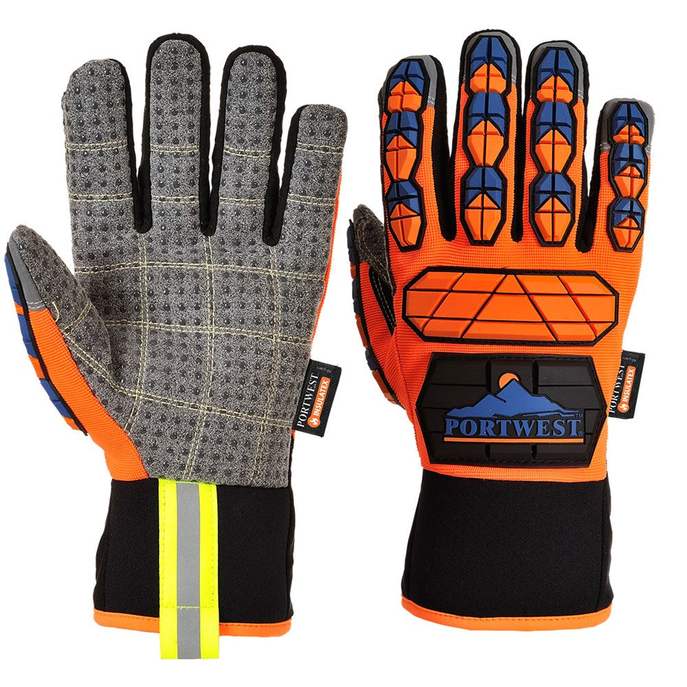 Portwest A726O4RL -  sz L Aqua-Seal Pro Glove - Orange/Blue