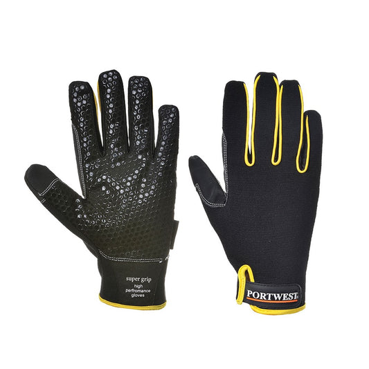 Portwest A730BKRM -  sz M Supergrip - High Performance Glove - Black
