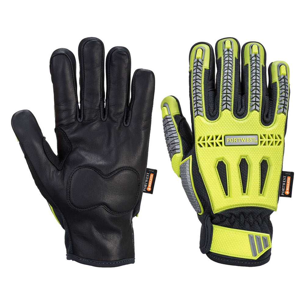 Portwest A762Y8RM -  sz M R3 Impact Winter Glove - Yellow/Black