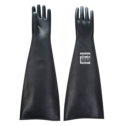 Portwest A803BKRXXL -  sz 2XL Heavyweight Latex Rubber Gauntlet 600mm - Black