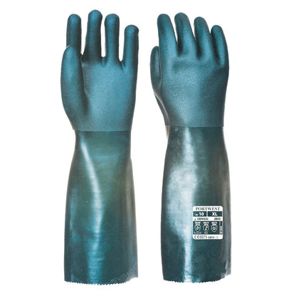 Portwest A845GNRXL -  sz XL Double Dipped PVC Gauntlet 45cm - Green