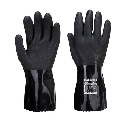 Portwest A882BKRXL -  sz XL ESD PVC Chemical Gauntlet - Black