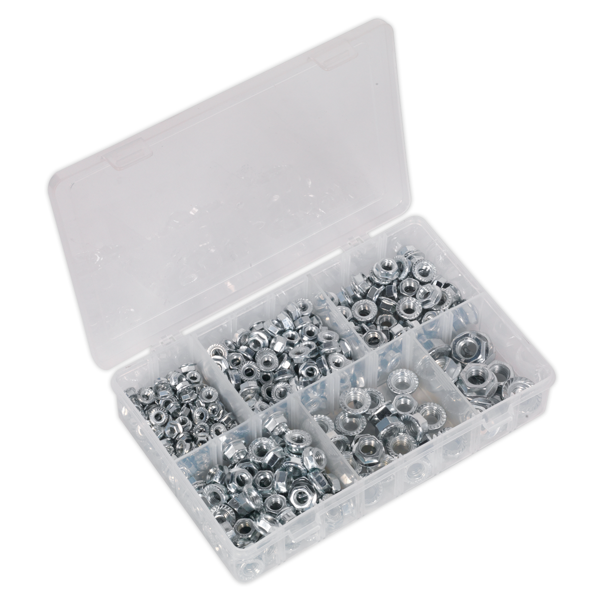 SEALEY - AB031FN Flange Nut Assortment 390pc M5-M12 Serrated Metric