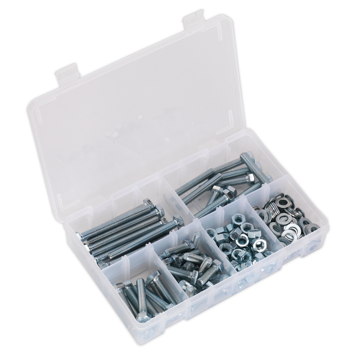 SEALEY - AB051SNW Setscrew, Nut & Washer Assortment 220pc High Tensile M8 Metric