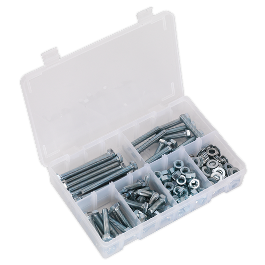 SEALEY - AB051SNW Setscrew, Nut & Washer Assortment 220pc High Tensile M8 Metric