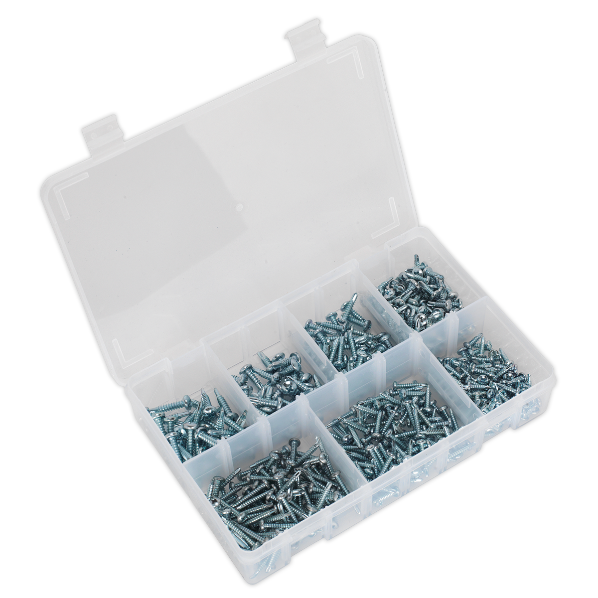 SEALEY - AB060SDS Self Drilling Screw Assortment 500pc Pan Head Phillips Zinc