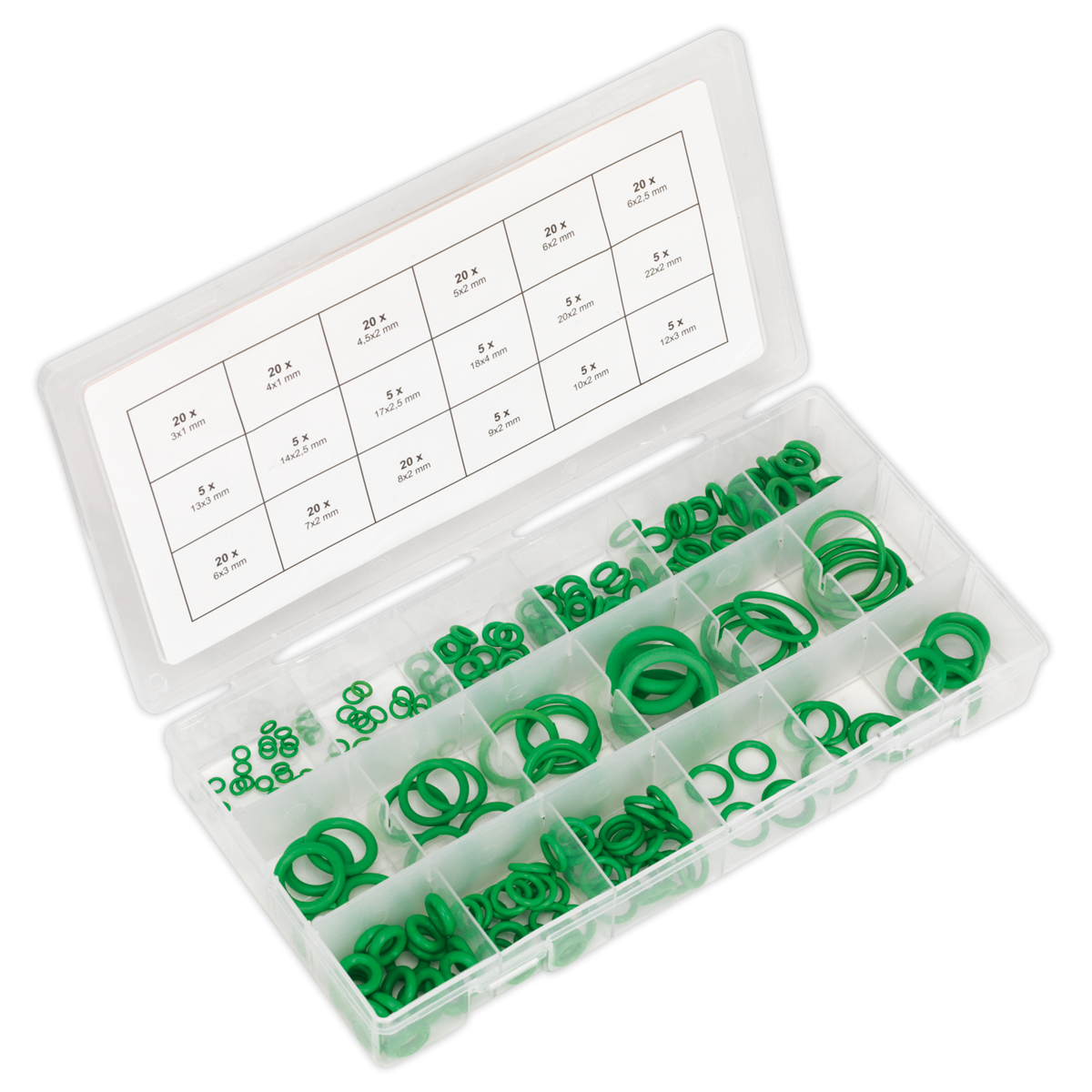 SEALEY - ACOR225 Air Conditioning Rubber O-Ring Assortment 225pc - Metric