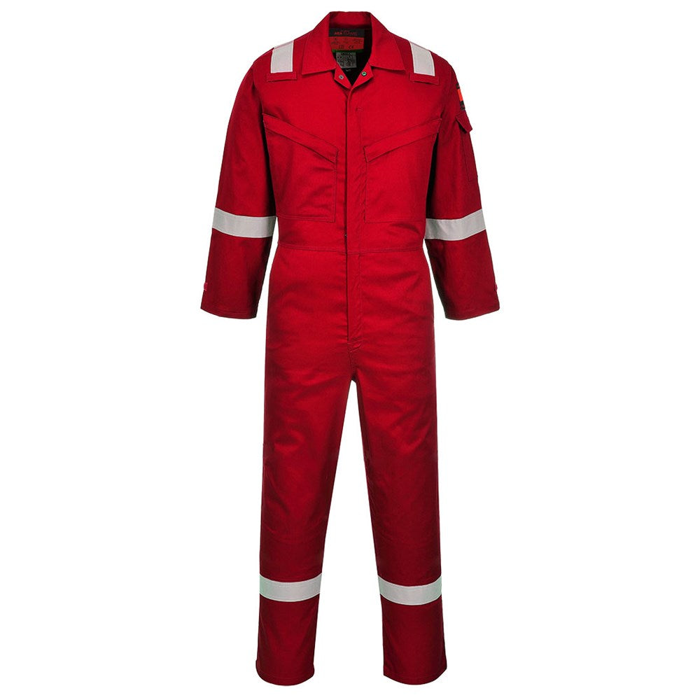 Portwest AF73RER42 -  sz Regular 42 Araflame Silver Coverall - Red