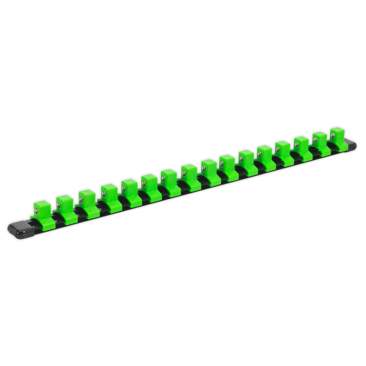 SEALEY - AK27054HV Socket Retaining Rail with 16 Clips 1/2"Sq Drive - Hi-Vis Green