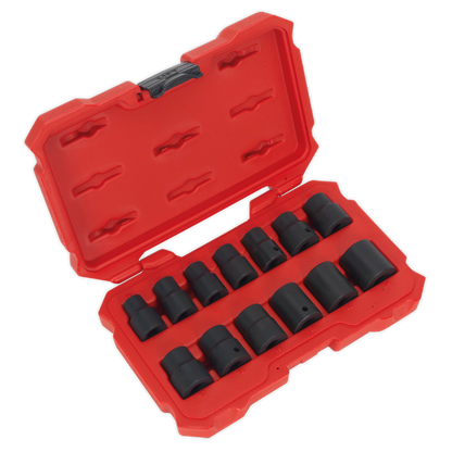 SEALEY - AK5616M Impact Socket Set 13pc 1/2"Sq Drive Lock-On� 6pt Metric