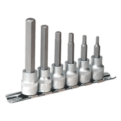 SEALEY - AK6209 Hex Socket Bit Set with Rail 6pc 3/8"Sq Drive Metric