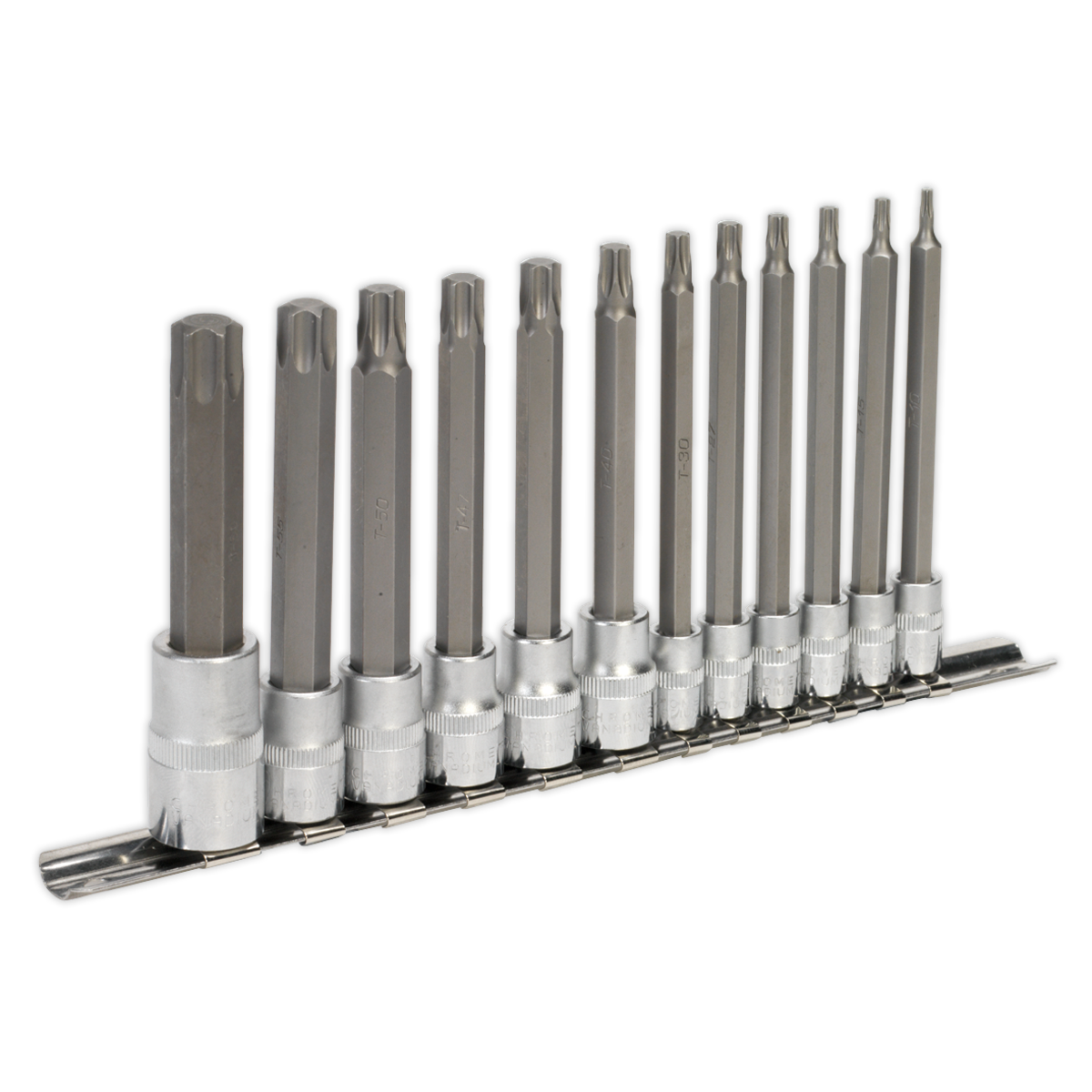 SEALEY - AK6221 TRX-Star* Socket Bit Set 12pc 1/4", 3/8" & 1/2"Sq Drive 100mm