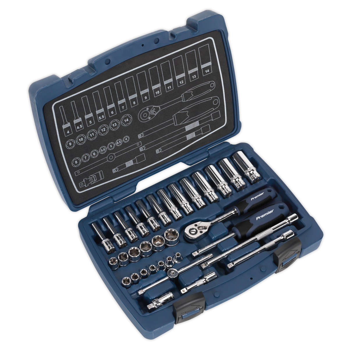 SEALEY - AK8990 Socket Set 33pc 1/4"Sq Drive 6pt WallDrive� Metric