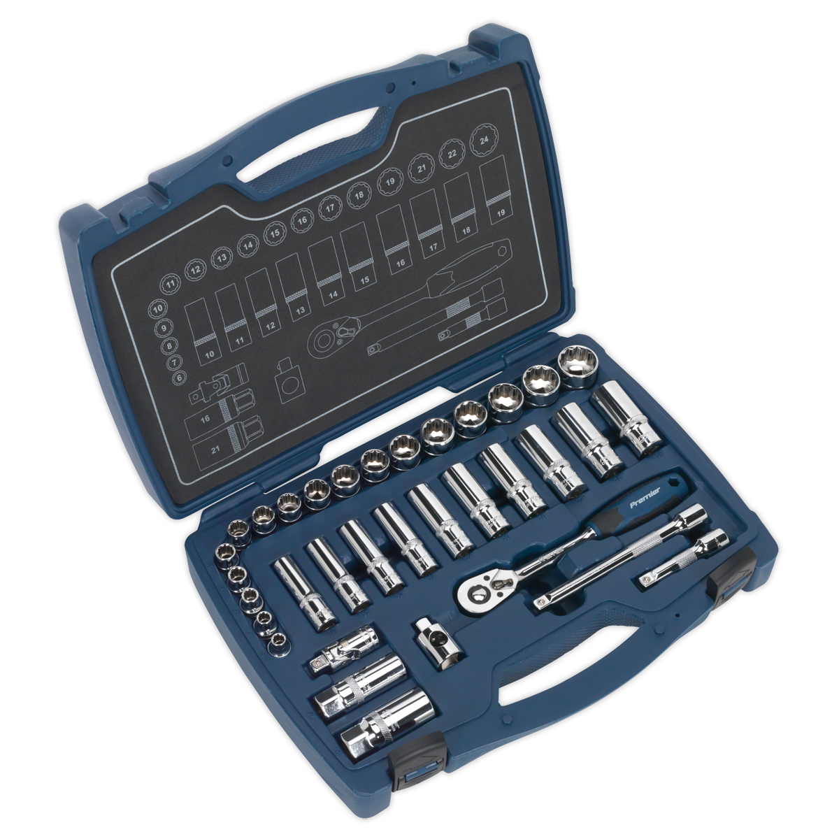 SEALEY - AK8994 Socket Set 34pc 3/8"Sq Drive 12pt WallDrive� Metric