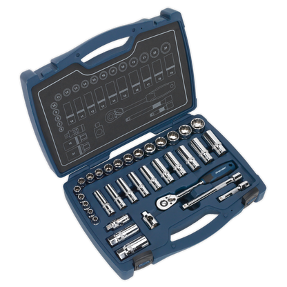 SEALEY - AK8994 Socket Set 34pc 3/8"Sq Drive 12pt WallDrive� Metric