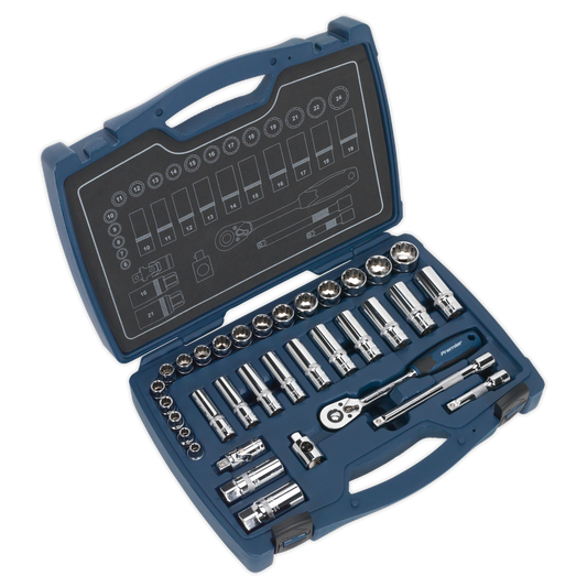 SEALEY - AK8994 Socket Set 34pc 3/8"Sq Drive 12pt WallDrive� Metric