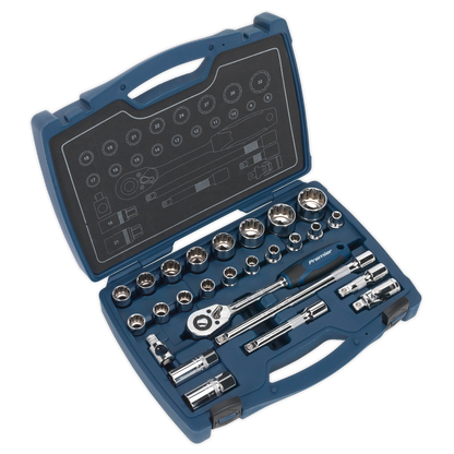 SEALEY - AK8995 Socket Set 26pc 1/2"Sq Drive 12pt WallDrive� Metric